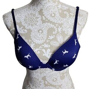 Pink Victoria's Secret Bra Wear Everywhere Push-up Blue W/logo Dog Women's 32D